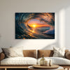 Surf Wave Barrel Canvas Wall Art – Sunset Ocean Surf Beach Decor