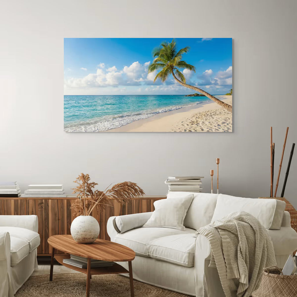 Tropical Beach Canvas Wall Art Palm Tree Ocean Coastal Decor