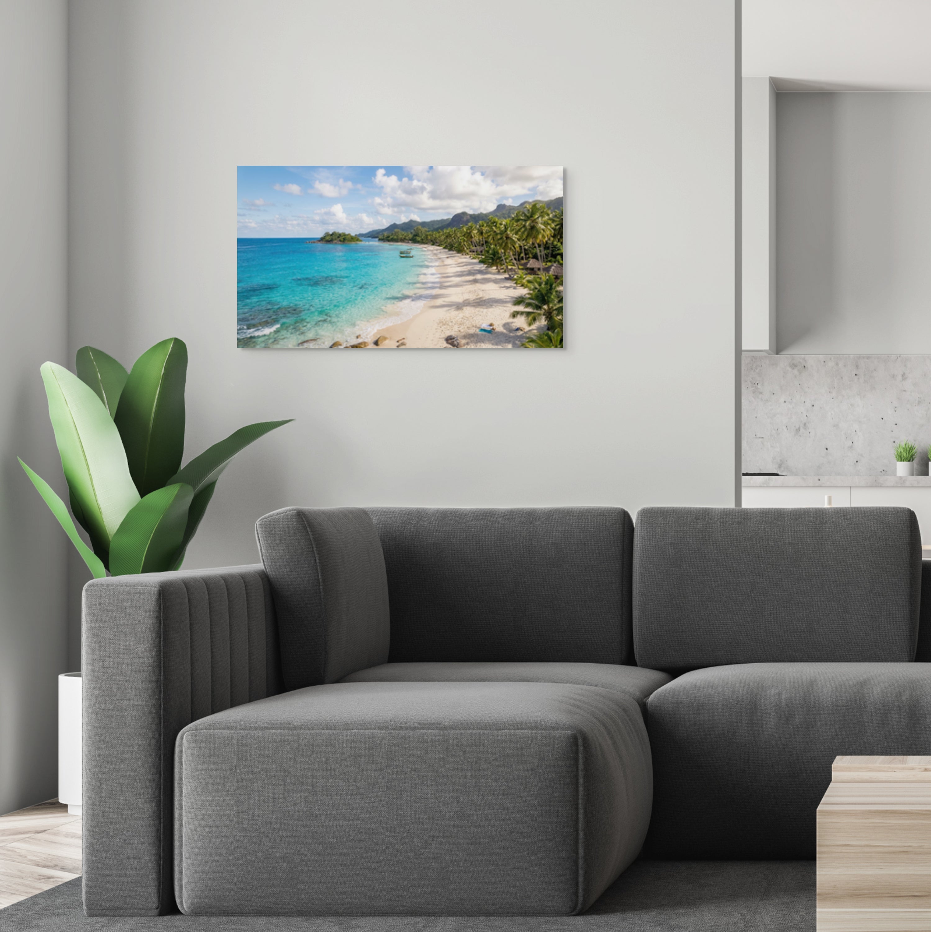 Tropical Beach Paradise Canvas Wall Art – Palm Tree Ocean Landscape Decor Secondary image