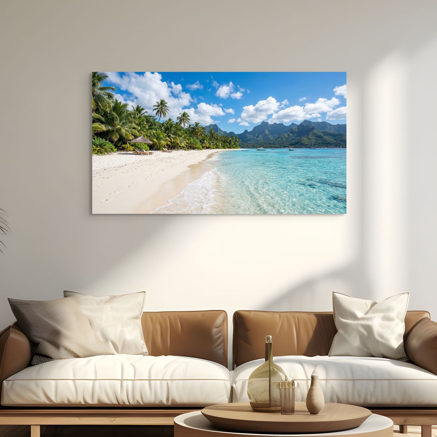 Tropical island beach canvas print turquoise ocean shoreline. Main image