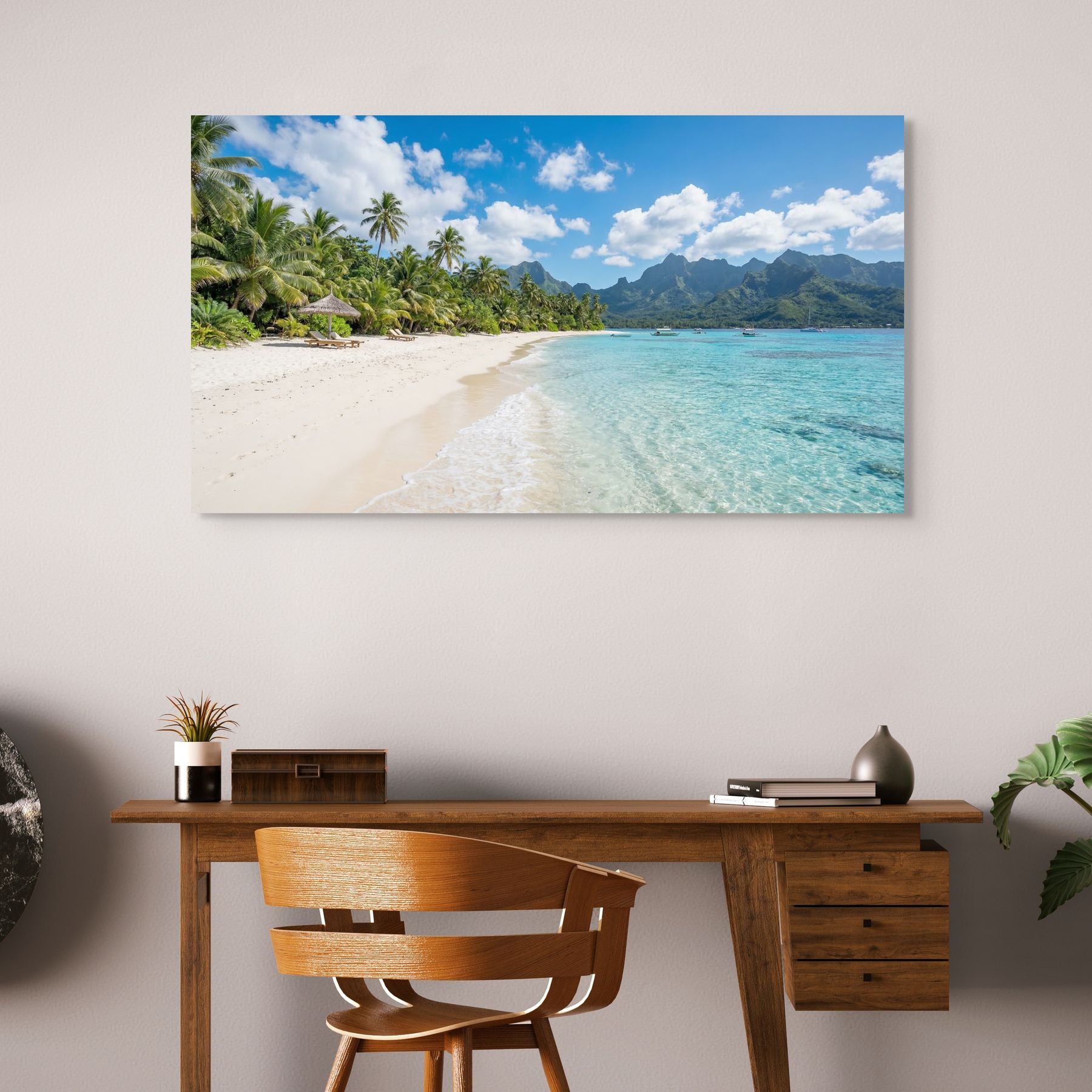 Tropical island beach canvas print turquoise ocean shoreline
