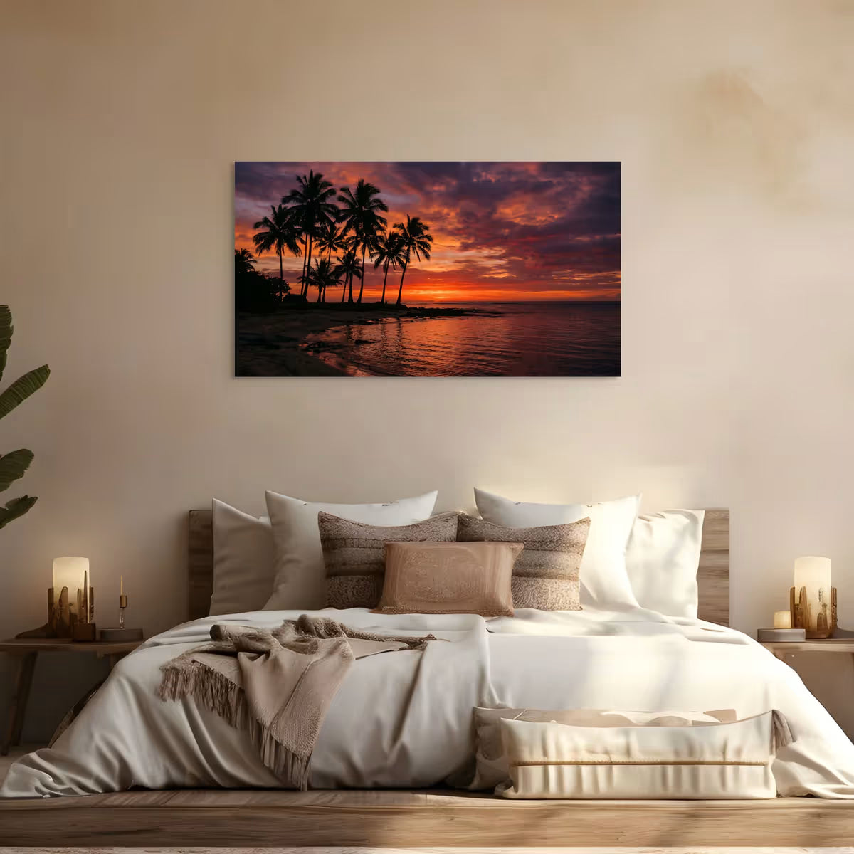 Tropical Sunset Beach Canvas Wall Art Palm Tree Ocean Coastal Decor Secondary image