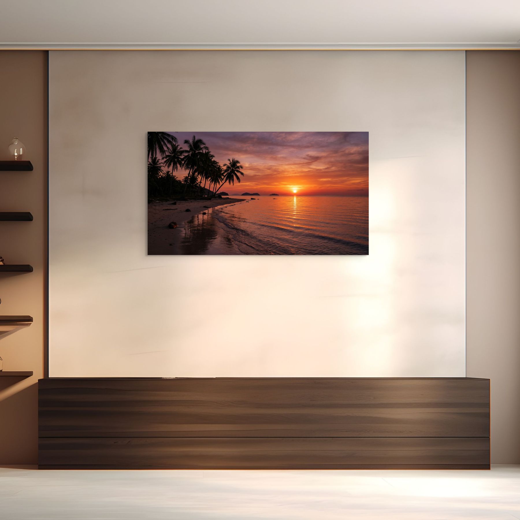 Tropical Sunset Beach Canvas Wall Art – Palm Tree Ocean Seascape Print Secondary image