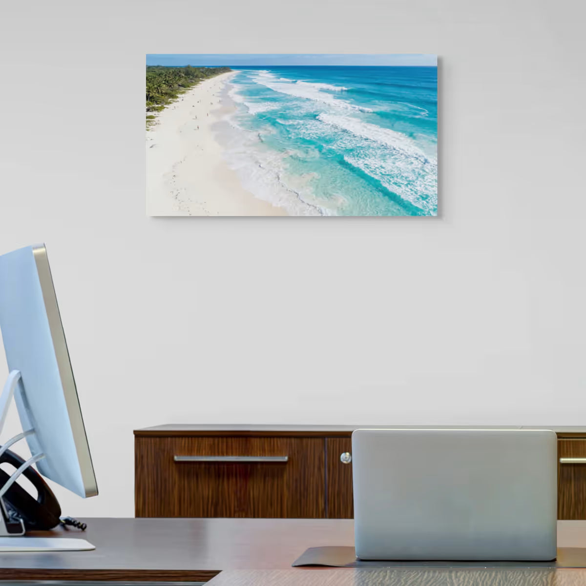 Turquoise Beach Canvas Wall Art Aerial Ocean Waves Coastal