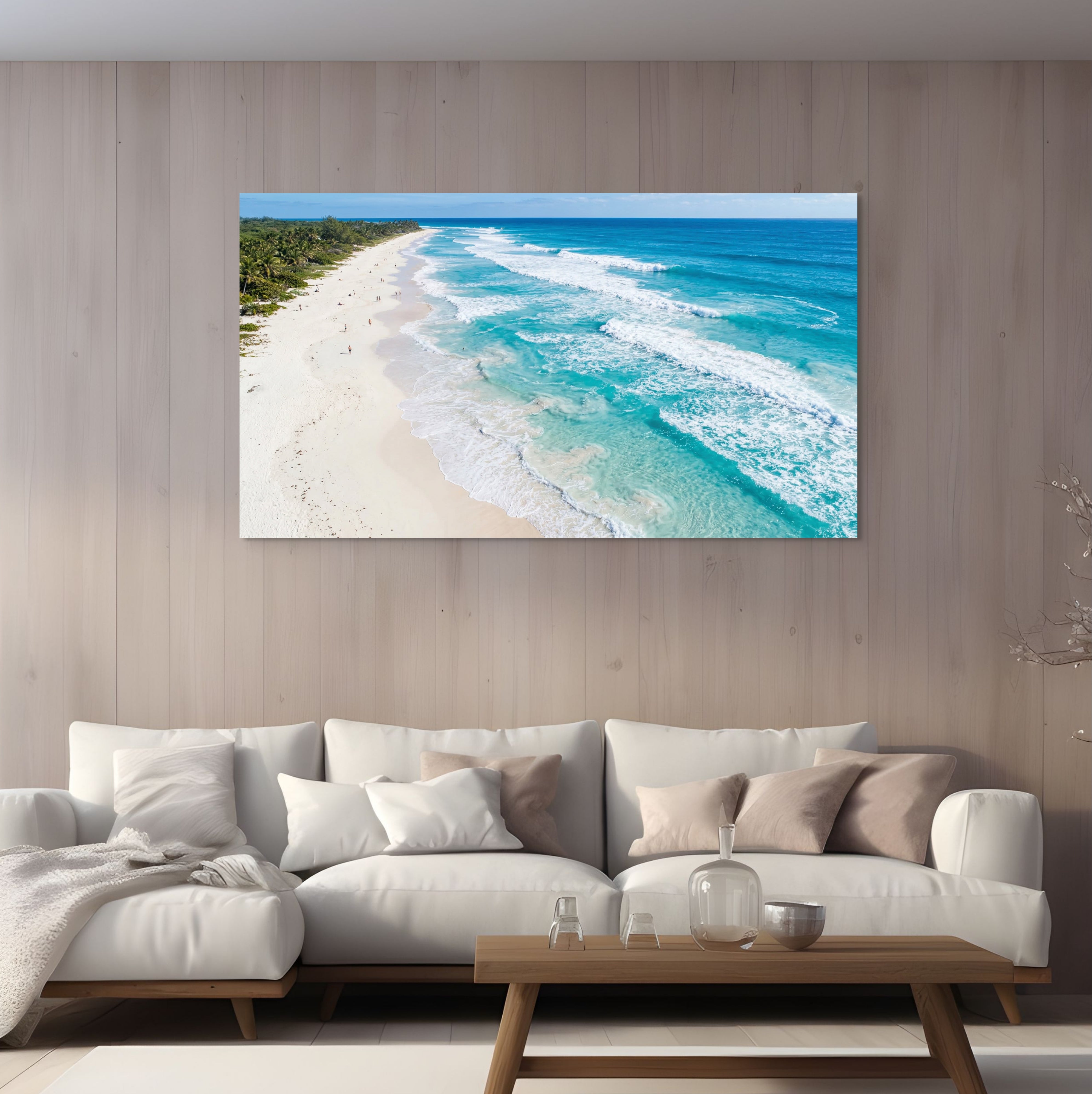 Turquoise Beach Canvas Wall Art – Aerial Ocean Waves Coastal Decor Secondary image
