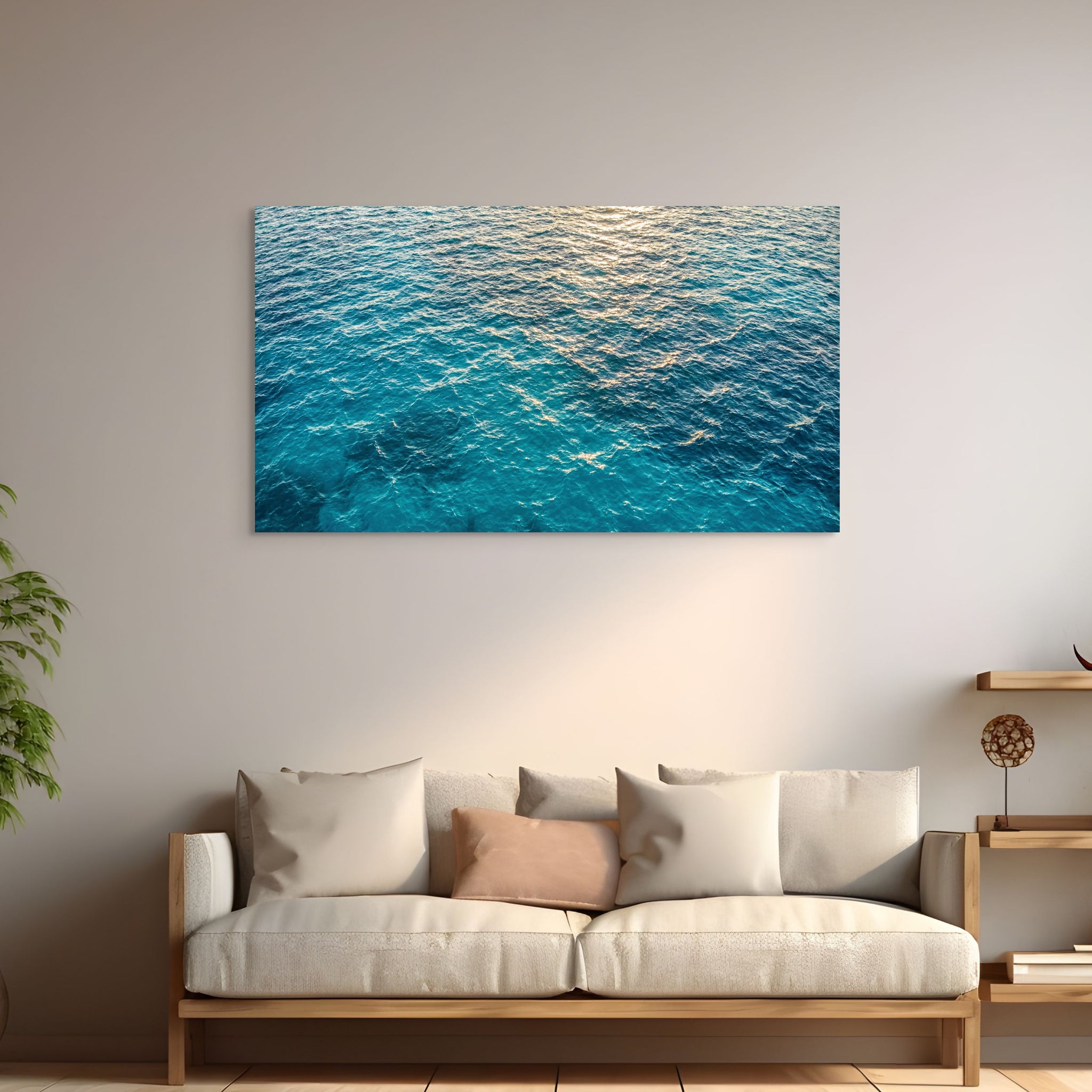 Turquoise ocean water canvas wall art tropical sea view modern living room.