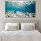 Underwater Ocean Canvas Wall Art Sun Rays Over Coral Reef Coastal Decor