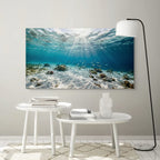 Underwater Ocean Canvas Wall Art Sun Rays Over Coral Reef Coastal Decor
