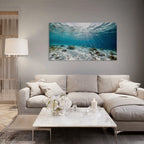 Underwater Ocean Canvas Wall Art Sun Rays Over Coral Reef Coastal Decor
