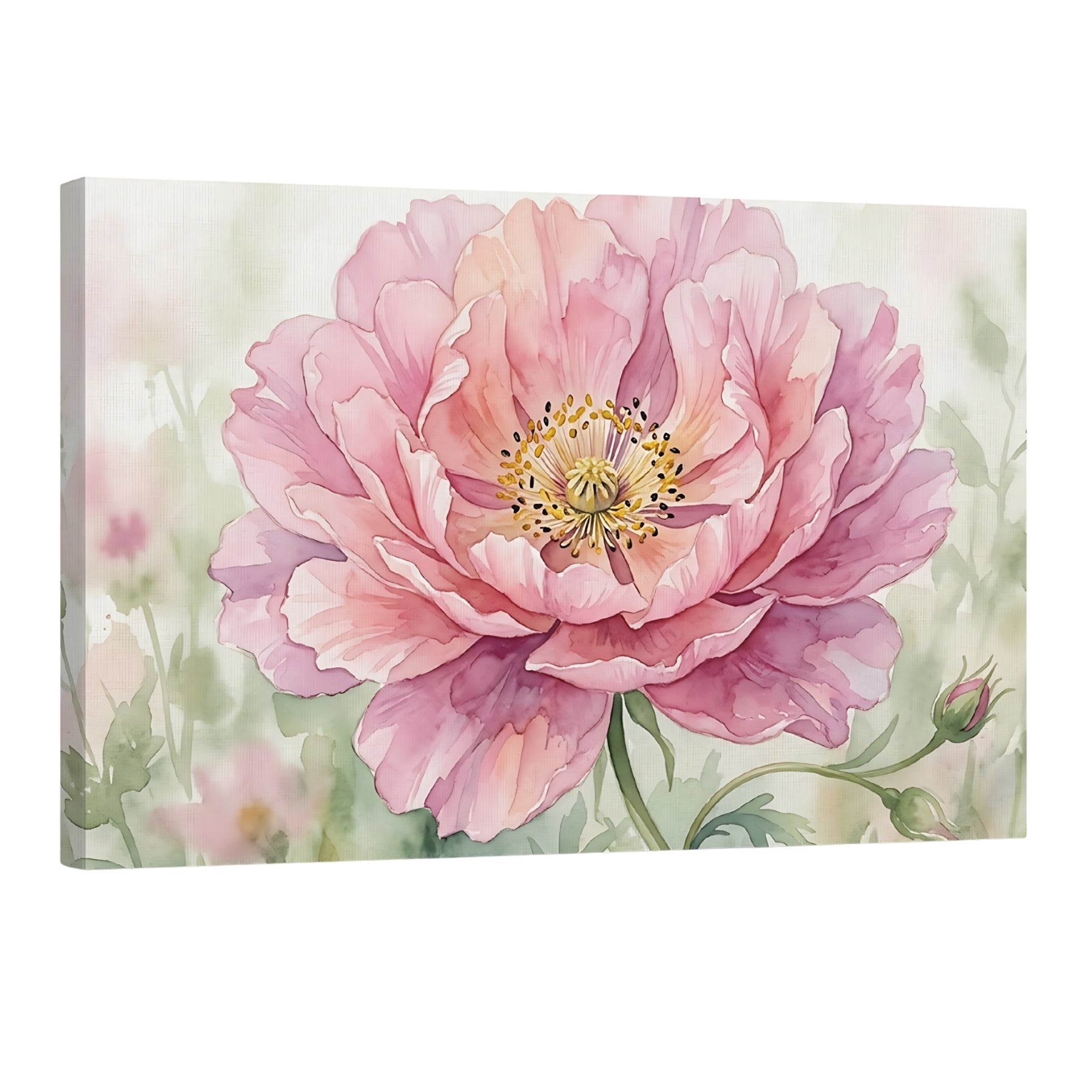 watercolor peony wall art soft pink floral painting elegant botanical print pastel flower decor Main image